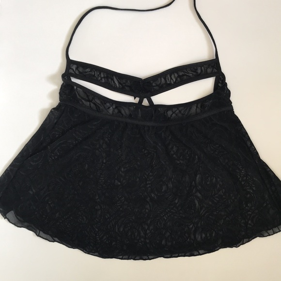 NWOT Sexy Black Lace Lingerie Top, Boobless Halter Top with Boob Cutouts - Picture 2 of 6